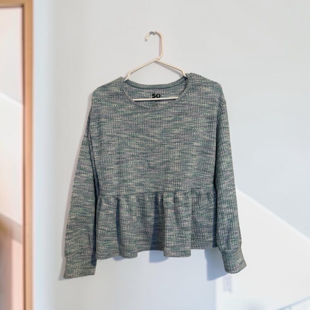 Blue & Purple Wash Peplum Top | Comfy Casual Flowy Everyday Shirt